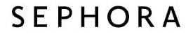 Sephora Logo. Black lettering that reads SEPHORA on a white rectangular background