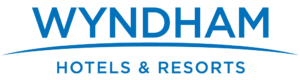 Wyndham Hotels & Resorts Logo blue lettering on white background