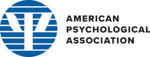 Blue/White logo w/ Black lettering which reads American Psychological Association