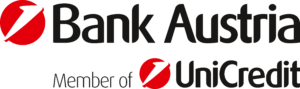 The words Bank Austria above the words Member of UniCredit in black lettering on a neutral background