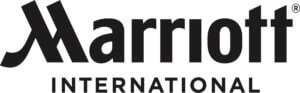 The word Marriott on top and in black lettering, then the word International below in black lettering