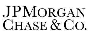 JPMORGAN stacked on<br />  top of CHASE & CO. in black lettering