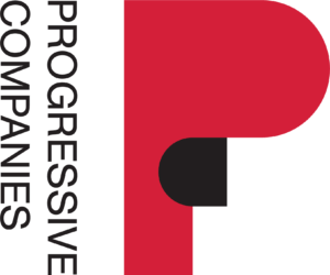 The letter P in red, with the words Progressive Companies to the left